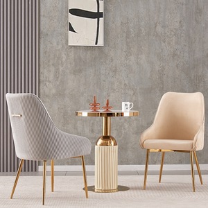 Chaise de salle à manger de luxe de style italien, design minimaliste moderne, <span class=keywords><strong>cadre</strong></span> en acier nordique, chaise de restaurant haut de gamme avec dossier - Product Image 1