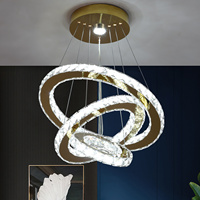 Lustre LED géométrique doré moderne certifié SAA, luminaire suspendu à 3 anneaux pour salon, éclairage de maison, plafonnier intérieur