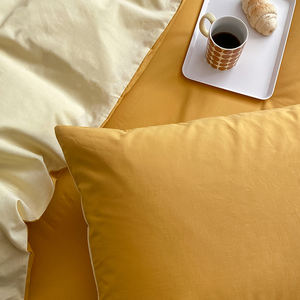 Comodo <span class=keywords><strong>copripiumino</strong></span> reversibile semplice Set 100% lino in cotone lavato Super morbido lenzuolo 4 pezzi Set biancheria da letto singola Queen - Product Image 5