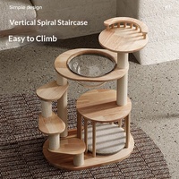 Arbre à chat en bois du sol au plafond avec poteau en sisal à tension réglable, condo pour chat d'intérieur, mobilier pour animaux de compagnie