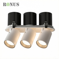 Spot encastré LED COB à triple tête haute puissance 24W*3, orientable pour plafond, idéal pour magasins et centres commerciaux