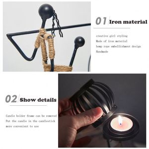 Carrying Hoe Girl Handmade <b>Candle</b> Holder Creative Wrought Iron Candlestick Candlelight Romantic <b>Dinner</b> Table Decoration Art Gift - Product Image 4