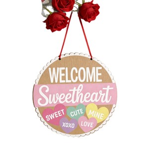 Adorno Redondo de Madera para el Día de San Valentín, Decoración de Pared con Tema de Corazón, Letrero Colgante Hecho a Mano de Madera de Boj para Interiores 666998 - Product Image 5
