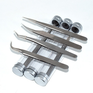 Shinno Eyelash Tweezers Set 4Pcs Precision Stainless Steel Toothed Tip For False Lashes Extension Tools - Product Image 2