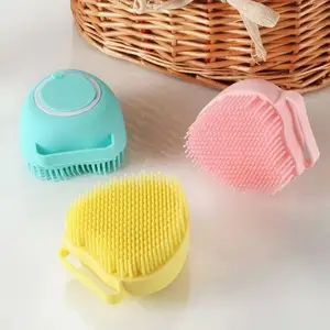 Pet Brushes Bath Massage Brush Shampoo Dispenser Silicone Shower Brush For Cat Pets Bathing Product Pet Grooming