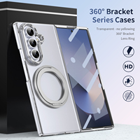 Funda Magnética para Teléfono con Anillo, Doble Color, Resistente a Golpes, Plegable, con Cristal Templado para Samsung Galaxy Fold 8 Ultra 7 6 5 4 3