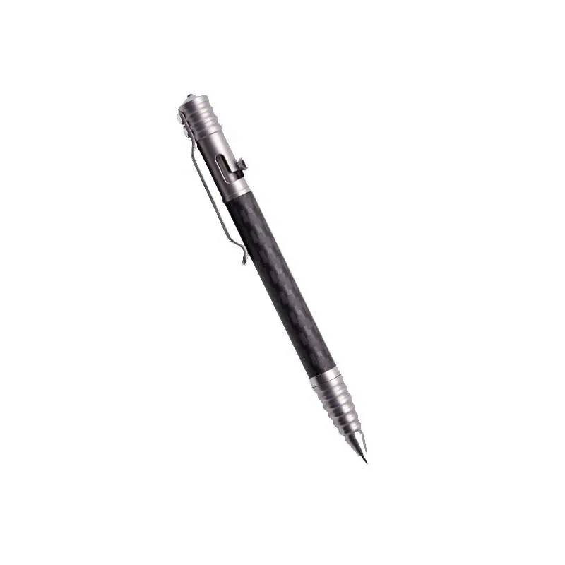 Carbon Fiber Bolt Action Tactical Pen with Clip and Glass Breaker