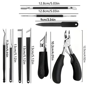 Ensemble de pédicure professionnel en acier inoxydable pour les soins des pieds à domicile, ongles incarnés épais. Comprend un grattoir pour les pieds, une lime et un coupe-cuticules - Product Image 1