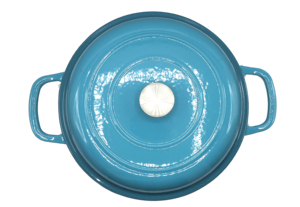 Casserole peu profonde professionnelle <span class=keywords><strong>en</strong></span> <span class=keywords><strong>fonte</strong></span> émaillée de qualité supérieure, style braiseur français, bleu - Product Image 6