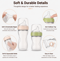 Botol Susu Bayi Silikon Bebas BPA, Botol Susu Lunak Anti Kolik Leher Lebar, OEM ODM Custom