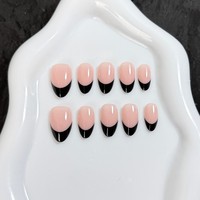 Y138 Kaixin Vente en gros de faux ongles en ABS, forme amande noire française, légers, réutilisables, à effet brillant