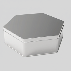 Caja de lata hexagonal Caja de dulces de metal 2L 190x217mm x H65 mm Tapa deslizante de 2 LT - Product Image 2