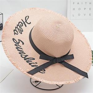 Sombrero de Paja Flexible Unisex de Moda con Ala Ancha, Estilo Playero, Bordado 3D, Cinta y Cuerda, Elegante Sombrero para Protección Diaria al Aire Libre - Product Image 4