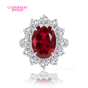 Cadermay 10k 14k 18k sáng màu đỏ và màu xanh đá quý hình trứng cắt bằng cách sử dụng ấp trứng phòng thí nghiệm phát triển đá - Product Image 2