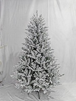 Sapin de Noël artificiel floqué pré-éclairé en gros avec lumières LED multicolores, arbre réaliste enneigé pour la décoration des fêtes