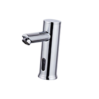 Robinet de lavabo Mevalon moderne en acier inoxydable blanc céramique, monotrou, sans contact, à débit contrôlé, à poser sur le comptoir, poli