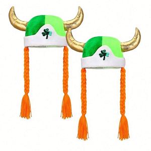 Chapeau personnalisé pour enfants, motif trèfle, pour la Saint-Patrick, avec cornes et bord incurvé, idéal pour les costumes de festival irlandais - Product Image 6