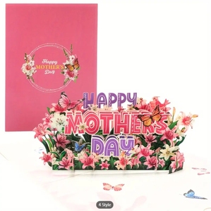 3D Pop Eco-friendly Folk Art Paper Greeting Card Mothers Day for Birthday <strong>Thinking</strong> <strong>You</strong> Anniversary Valentines Day - Product Image 2