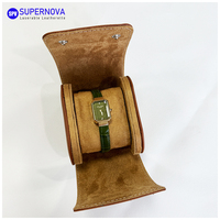 Pelindung Jam Tangan Kulit Sintetis untuk Perjalanan, Dapat Dilaser, Custom, Portabel, 1 Slot, Kulit PU, Hadiah Hari Ayah