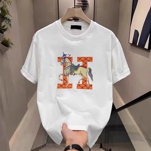 T-shirt da uomo alla moda a maniche corte, estiva, ampia, con stampa minimalista, nuova collezione - Product Image 1