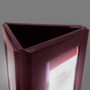 Manufacturer Red Faux Leather 3 Sided Digital Menu <b>Table</b> Led Menu Stand Display Triangular Led Menu <b>Covers</b> - Product Image 3