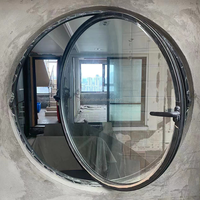 Ventana redonda de vidrio circular con pivote que se puede abrir de aluminio personalizado para exterior, dormitorio, casa de campo, patrón de apertura Horizontal