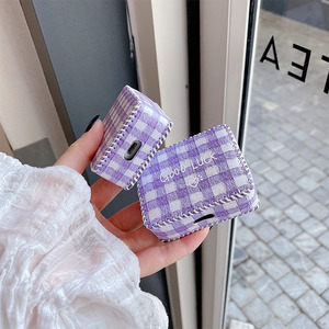 Étui de protection tendance de luxe en PU imperméable à motif Argyle, anti-perte, avec coutures faites à la main, pour écouteurs (compatible avec tous les modèles) - Product Image 6