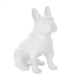 Figura de resina blanca para decoración del hogar, escultura de Bulldog, Animal de poliresina a granel