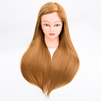 Tête de Mannequin d'Entraînement Synthétique Féminine pour Coiffure, Mannequin de Table avec Cheveux Blonds Raides pour Salon