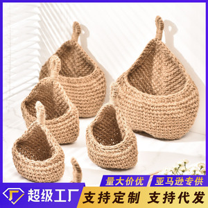 Woven Basket Round Cotton Rope <b>Wall</b> Mounted <b>Storage</b> Basket For Fruit Vegetables Home Decor - Product Image 5
