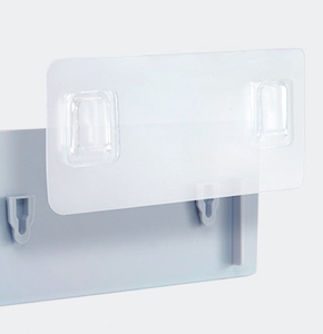 Étagère de rangement murale en plastique à un seul niveau, fixation forte sans perforation, design multifonctionnel, forme géométrique - Product Image 6