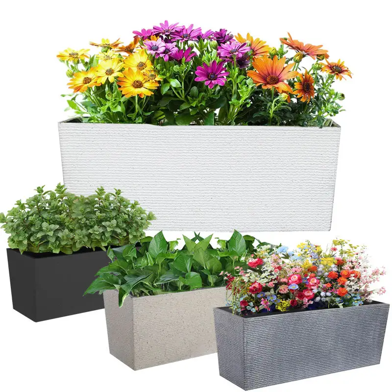 Buitentuin Plastic Accessoire Bloempot Rechthoek Lange Plastic Bloempot Voor Planten Groene Bladgroente Lange Pot