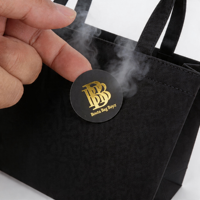 Autocollants ronds personnalisés avec logo en feuille d'or sur papier noir, étiquettes de luxe décoratives adhésives pour entreprises