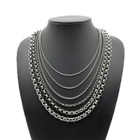 Vente en gros Collier chaîne ronde en argent pour homme en 3mm Colliers en acier inoxydable pour homme soudés pour la fabrication de bijoux personnalisés
