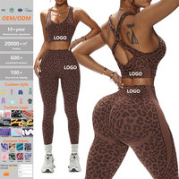 Vêtements de sport sans couture à imprimé léopard sur mesure européens et américains, soutien-gorge de sport, leggings Peach-Butt, vêtements de fitness, ensemble de yoga pour femme