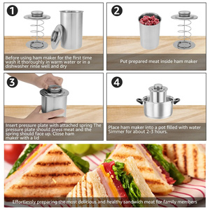 Machine à jambon en acier inoxydable, presse à viande, moule à charcuterie, thermomètre, accessoires de cuisine <span class=keywords><strong>pour</strong></span> la cuisson du porc et de la volaille - Product Image 4