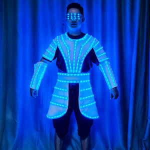 DJ bar Liquor Props Stage Show Performance Glow Suit LED Control remoto Ropa colorida Traje de armadura blanca - Product Image 4