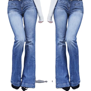 <span class=keywords><strong>Jeans</strong></span> en denim stretch pour femmes personnalisés en gros à la mode Design skinny évasé Pantalon en jean évasé Bas de cloche - Product Image 2