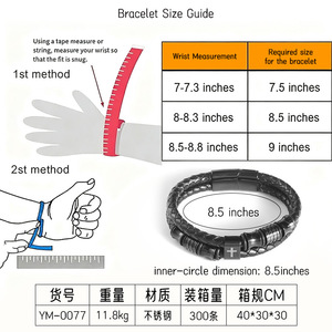 Men's Double Layer Woven <b>Leather</b> <b>Bracelet</b> Black Stainless Steel Cross Design 7.5 8.5 9 Inches Gift Jewelry - Product Image 4