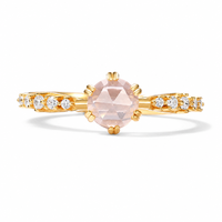 Bague en argent sterling S925 plaqué or avec pierre précieuse de luxe en quartz rose naturel pour fiançailles, mariage, fête, usage quotidien - Cadeau