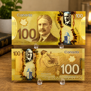Billete de 100 dólares canadienses con lámina de oro - Conmemorativo de Robert Borden y <span class=keywords><strong>la</strong></span> investigación médica 15.3x7cm 4.5g - Product Image 3
