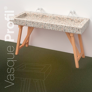 อ่างล้างหน้าคอนกรีตหรูหราฐานไม้ขนาดใหญ่สำหรับวิลล่าหรูหราสีตามสั่งจาก Vasque profil - Product Image 2