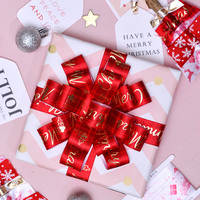 Ruban de noël rose imprimé personnalisé, Logo pour rouleau d'emballage cadeau, vente en gros