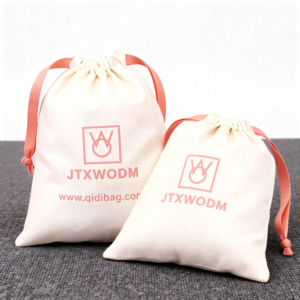 Bolsa de Algodón Muselina Blanca Natural con Cordón y Logotipo Personalizado para Joyería, Bolsa de Regalo de Algodón Muselina con Cordón y Logotipo Personalizado - Product Image 3