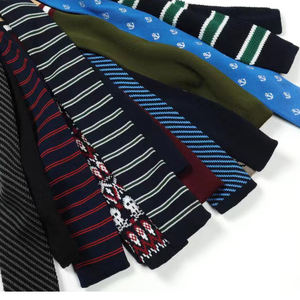 Заводская цена, оптовая продажа, школьная форма, галстук, однотонный вязаный тонкий галстук, индивидуальный узор, вязаный полиэстер, тонкие галстуки - Product Image 3