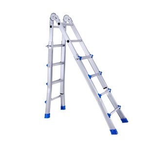 Échelle pliante extensible en aluminium Big Hinge Giant certifiée EN131, moderne, argentée, 4x4 marches, capacité <span class=keywords><strong>de</strong></span> charge 150 kg, pour extérieur - Product Image 4