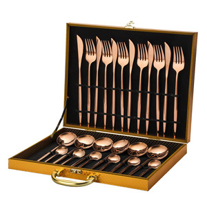 24pcs Gold <b>Dinnerware</b> <b>Set</b> Stainless Steel Tableware <b>Set</b> Knife Fork Spoon Luxury Cutlery <b>Set</b> Gift Box Flatware Dishwasher Safe - Product Image 3