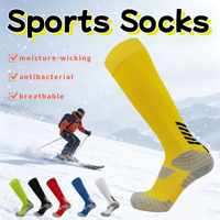 Chaussettes de compression montantes à semelle amortie, rayées, chaudes, respirantes, anti-humidité, pour la course et la randonnée en automne, écologiques