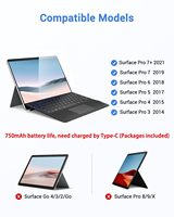 Casing Keyboard Nirkabel Surface Pro Tipe Cover untuk Microsoft Surface Pro 7/6/5/4/3 12.3 Inci dengan Trackpad Backlit 7 Warna