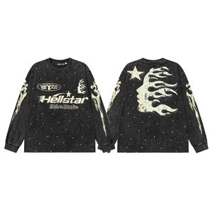 Camiseta 26S de Marca de Moda Transfronteriza Hell Star con Patrón Geométrico de Letras, Algodón Puro Lavado, Ajuste Holgado para Hombre y Mujer, Estilo Urbano - Product Image 6